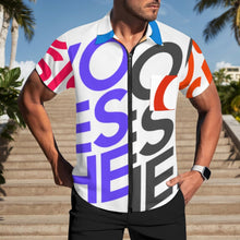Lade das Bild in den Galerie-Viewer, Multi-Image-Design Herren / Männer Kurzarmhemd mit Reißverschluss LM816 mit Foto Design Motiv Text selbst gestalten und bedrucken
