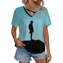 Lade das Bild in den Galerie-Viewer, Damen T-Shirt V-Ausschnitt &amp; Wickeloptik | Personalisiert
