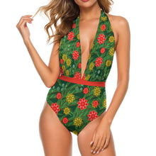 Lade das Bild in den Galerie-Viewer, Personalisierter Badeanzug Deep-V | Neckholder Monokini bedrucken
