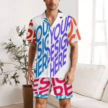 Lade das Bild in den Galerie-Viewer, Multi-Image-Druck Herren / Männer Kurzarm Pyjama Set aus Eisseide LM135 mit Foto Design Motiv Text selbst gestalten und bedrucken
