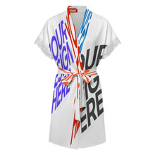 Lade das Bild in den Galerie-Viewer, Multi-Image-Design Damen/Frauen Kurzärmeliger Bademantel Pyjama mit Gürtel und Spitzenbesatz SDS2517 mit Foto Design Motiv Text selbst gestalten und bedrucken
