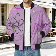 Lade das Bild in den Galerie-Viewer, Lightweight Pilot Jacket Purple, Hand Drawn, Flower, Line

