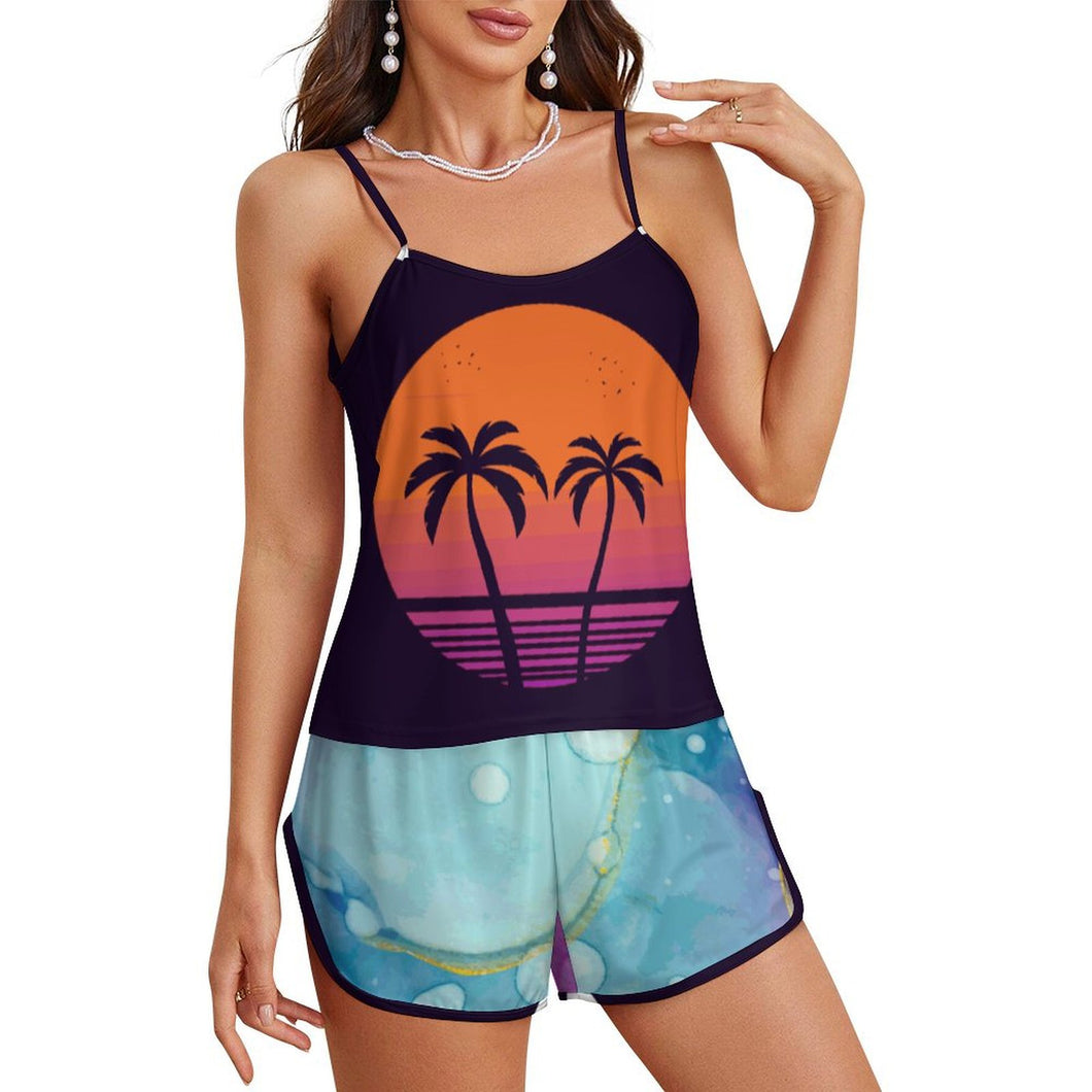 Personalisierter Damen Pyjama aus Eisseide | Shorty Set mit Foto gestalten