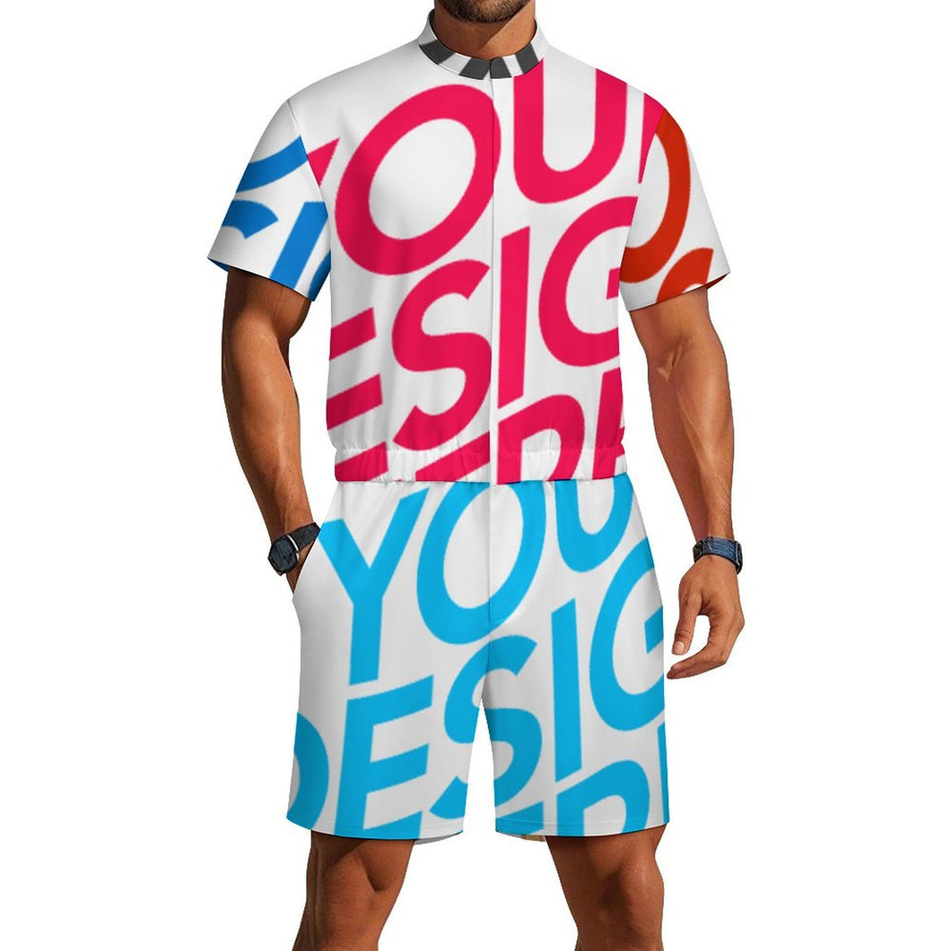 Multi-Image-Design Kurzärmliger Jumpsuit LM427 für Männer / Herren mit Foto Text selbst gestalten und bedrucken
