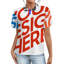 Lade das Bild in den Galerie-Viewer, Multi-Image-Druck Damen / Frauen POLO Shirt mit gerader Schulter und Knopfleiste LTPL22 mit Fotos Muster Text Logo selbst gestalten und bedrucken
