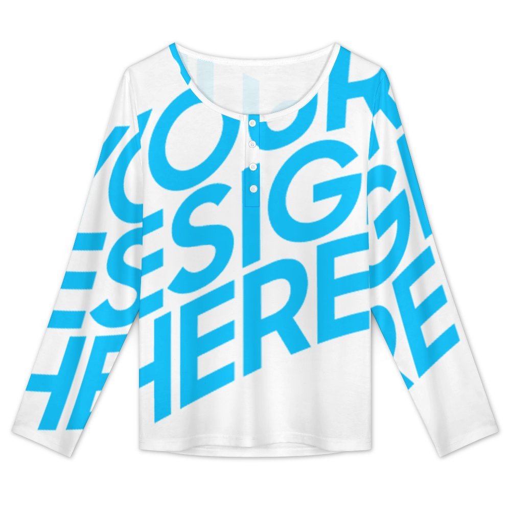 Einzelbild-Design Damen / Frauen Langärmliges Top mit offener Knopfleiste und Rundhalsausschnitt BMJ mit Foto Design Motiv Text selbst gestalten und bedrucken (Simple Design)