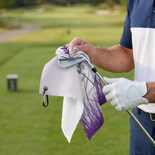 Lade das Bild in den Galerie-Viewer, Golf Towel with Hanging Loop Purple, Butterfly, Reed Style 41x61cm

