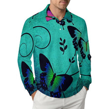 Lade das Bild in den Galerie-Viewer, Breathable Polo-Neck Long Sleeve T-Shirt Butterfly, Gothic
