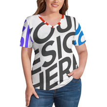 Lade das Bild in den Galerie-Viewer, Multi-Image-Druck Ice Silk Short Sleeve Shirt V-Neck T-Shirt NZ109 - Damen / Frauen - selbst gestalten und bedrucken
