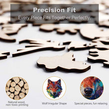 Lade das Bild in den Galerie-Viewer, Unregelmäßiges Holzpuzzles (Wolfskopfform) JJ0533027 mit Fotos Muster Text selbst gestalten und bedrucken

