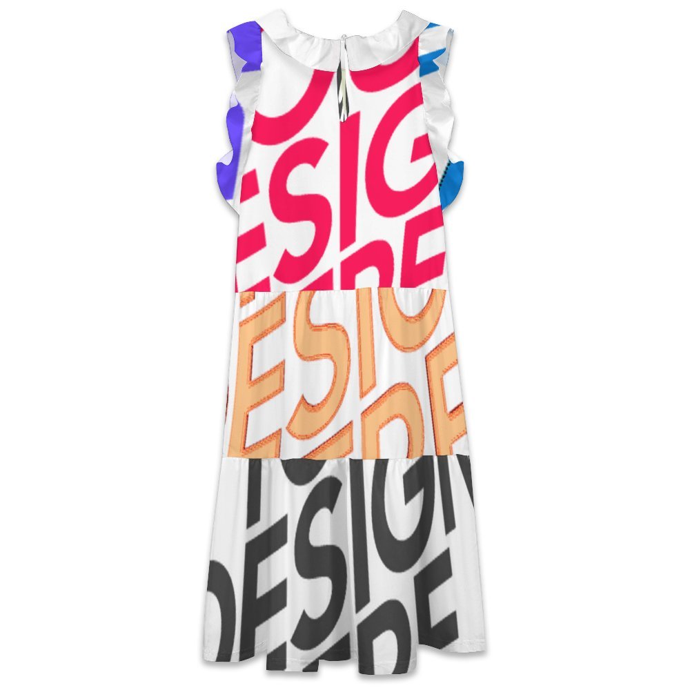 Multi-Image-Design Damen / Frauen Kleid mit Volants F11Q mit Foto Design Motiv Text selbst gestalten und bedrucken (Simple Design)