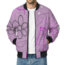 Lade das Bild in den Galerie-Viewer, Lightweight Pilot Jacket Purple, Hand Drawn, Flower, Line

