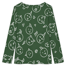 Lade das Bild in den Galerie-Viewer, Button-up Long-sleeved Sweater Fun, Dark Green, Monsters
