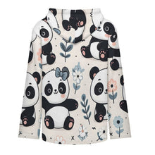Lade das Bild in den Galerie-Viewer, Fleece Jacket with Hood Panda, White Flower
