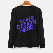 Lade das Bild in den Galerie-Viewer, 100% Baumwolle Vorder- und Hinterseite-Druck Herren Damen Unisex Langarm Sweatshirt Pullover Shirt Verschiedne Farben mit Foto Design Motiv Text selbst gestalten und bedrucken
