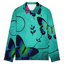 Lade das Bild in den Galerie-Viewer, Breathable Polo-Neck Long Sleeve T-Shirt Butterfly, Gothic

