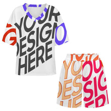 Lade das Bild in den Galerie-Viewer, Multi-Image-Design Damen / Frauen V-Ausschnitt Shorty Pyjama Set B98TZ mit Foto Design Motiv Text selbst gestalten und bedrucken
