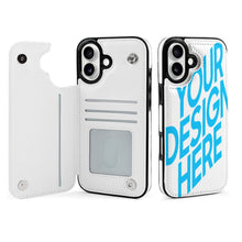 Lade das Bild in den Galerie-Viewer, TPU Leder Apple iPhone 16 Handyhülle Serie Business Handytasche Kartenfach Schutzhülle mit Standfunktion zum Aufklappen aufstellbar Etui mit Foto Design Motiv Text selbst gestalten und bedrucken
