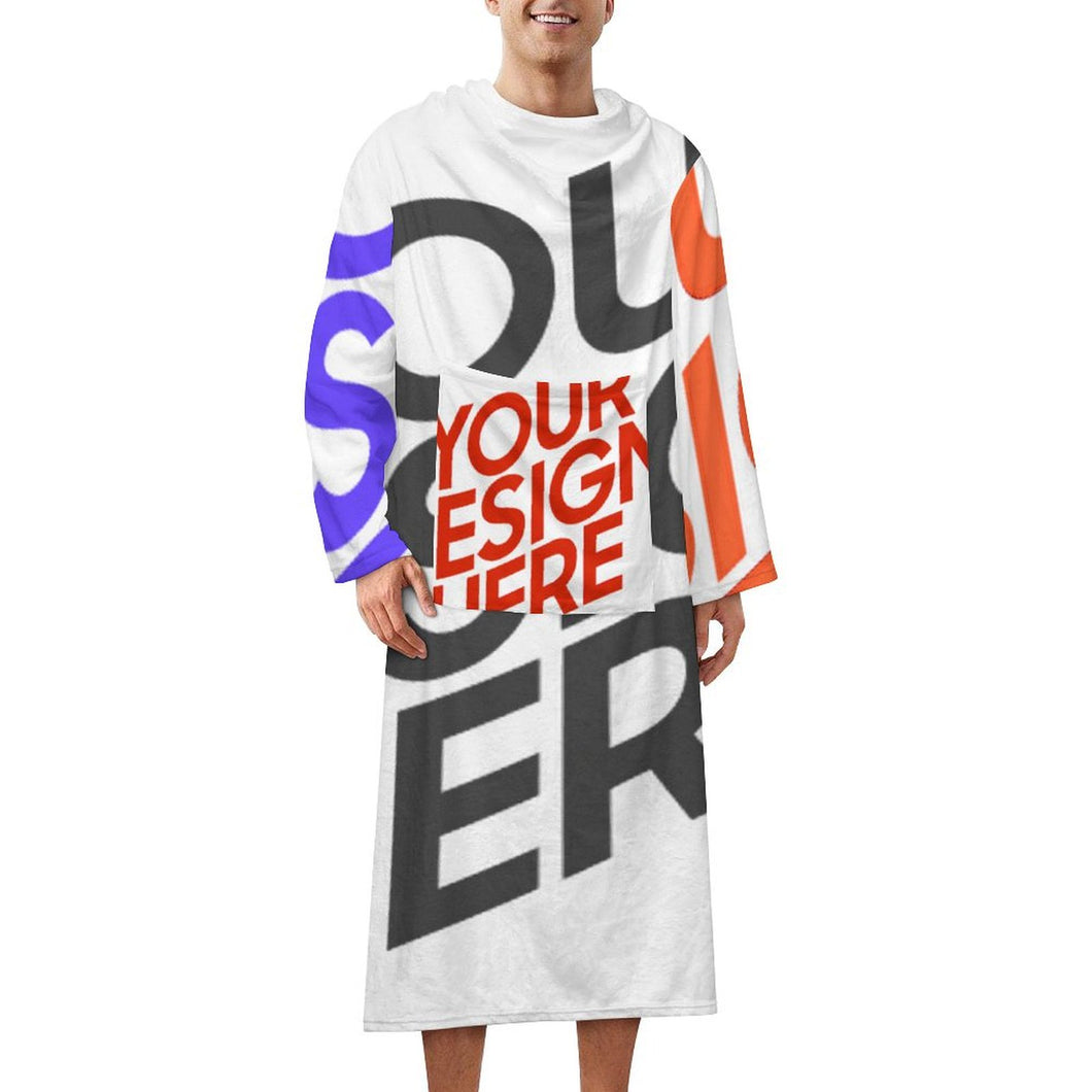 Multi-Image-Druck Unisex Langarm Plüschiger bequemer Wickelmantel Pyjama LYQ129 mit Fotos Muster Text Logo selbst gestalten und bedrucken