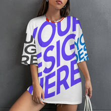 Lade das Bild in den Galerie-Viewer, Locker geschnittenes T-Shirt mit überschnittenen Schultern und mittellangen Ärmeln S28T mit Foto Design Motiv Text selbst gestalten und bedrucken
