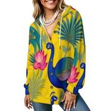Lade das Bild in den Galerie-Viewer, Hooded Long-sleeved Sweater Peacock, Lotus
