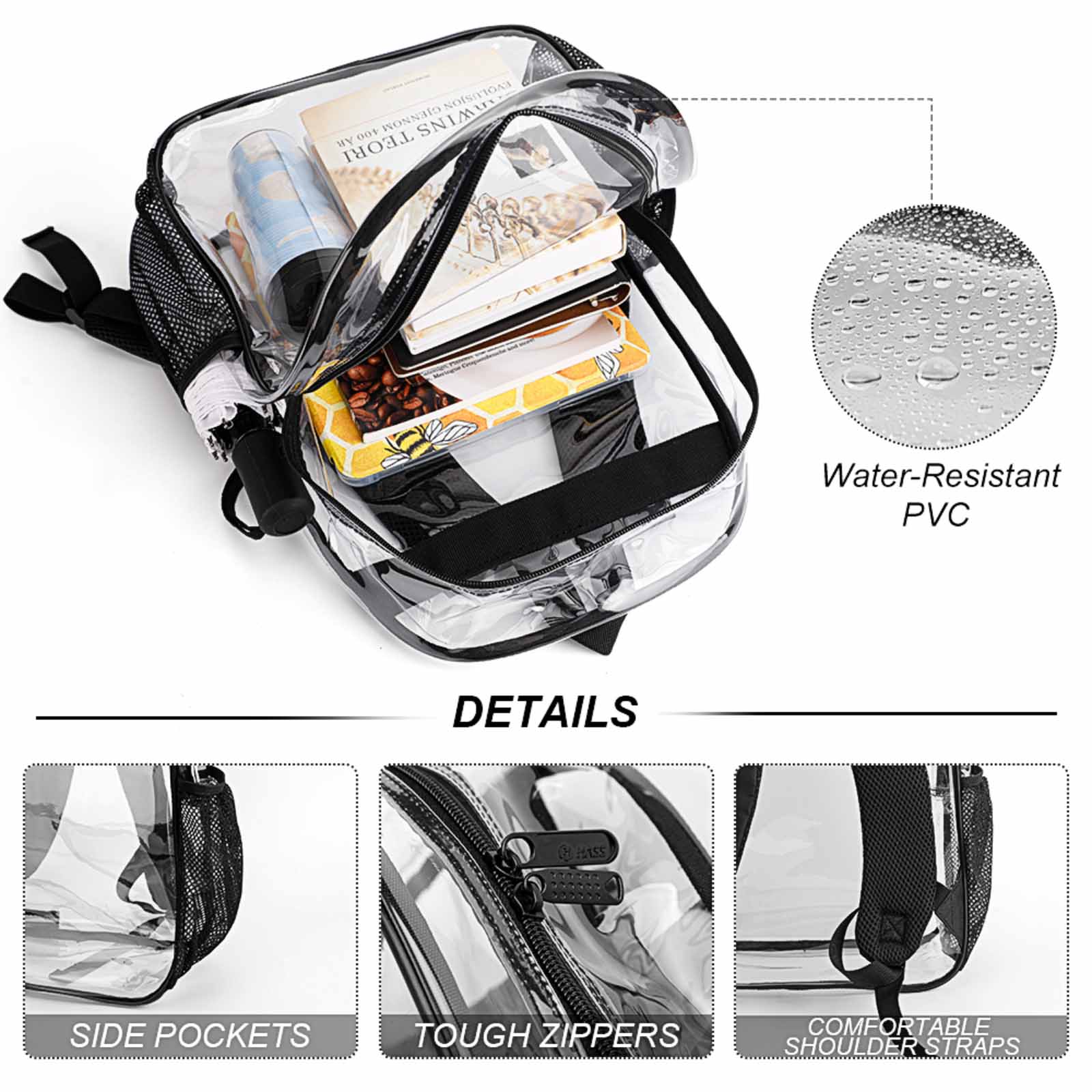 Personalisierter 17-Zoll Clear Backpack mit Heavy-Duty-Tragegurt und U ...