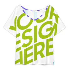 Lade das Bild in den Galerie-Viewer, Multi-Image-Design Damen / Frauen Lockeres V-Ausschnitt T-Shirt mit Schlitzsaum NT65 mit Foto Design Motiv Text selbst gestalten und bedrucken (Simple Design)
