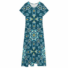 Lade das Bild in den Galerie-Viewer, Damen / Frauen Langes Kleid mit V-Ausschnitt A83Q mit Foto Design Motiv Text selbst gestalten und bedrucken (Simple Design)
