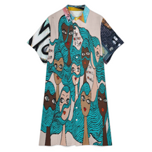 Lade das Bild in den Galerie-Viewer, Multi-Image-Design Damen / Frauen Mittellanges Hemdkleid mit Revers B15Q mit Foto Design Motiv Text selbst gestalten und bedrucken (Simple Design)
