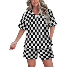 Lade das Bild in den Galerie-Viewer, Einzelbilddruck Damen / Frauen V-Ausschnitt Shorty Pyjama Set B98TZ mit Foto Design Motiv Text selbst gestalten und bedrucken
