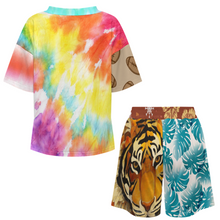 Lade das Bild in den Galerie-Viewer, Multi-Image-Design Damen / Frauen V-Ausschnitt Shorty Pyjama Set B98TZ mit Foto Design Motiv Text selbst gestalten und bedrucken
