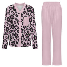 Lade das Bild in den Galerie-Viewer, Einzelbild-Design Damen / Frauen Langärmliger Pyjama Anzug mit V-Ausschnitt B99TZ mit Foto Design Motiv Text selbst gestalten und bedrucken
