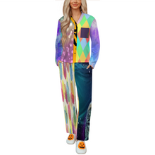 Lade das Bild in den Galerie-Viewer, Multi-Image-Druck Damen / Frauen Langärmliger Pyjama Anzug mit V-Ausschnitt B99TZ mit Foto Design Motiv Text selbst gestalten und bedrucken
