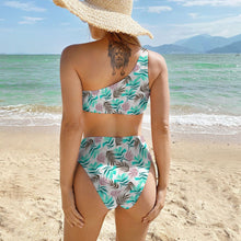 Lade das Bild in den Galerie-Viewer, Multi-Image-Design Sexy Bustier Bikini Set BK2078 mit One-Schulter-Form Top und hoher Taille Bikini-Hose - Damen / Frauen - selbst gestalten und bedrucken
