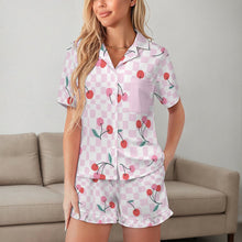 Lade das Bild in den Galerie-Viewer, Einzelbilddruck Damen / Frauen Rüschen Pyjama Set mit kurzen Ärmeln C11TZ mit Foto Design Motiv Text selbst gestalten und bedrucken
