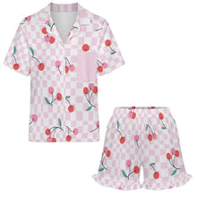 Lade das Bild in den Galerie-Viewer, Einzelbilddruck Damen / Frauen Rüschen Pyjama Set mit kurzen Ärmeln C11TZ mit Foto Design Motiv Text selbst gestalten und bedrucken
