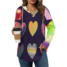Lade das Bild in den Galerie-Viewer, Multi-Image-Druck Damen / Frauen Langärmliger hoodie mit v-ausschnitt C19H mit Foto Design Motiv Text selbst gestalten und bedrucken
