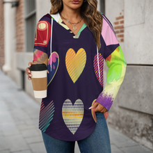 Lade das Bild in den Galerie-Viewer, Multi-Image-Druck Damen / Frauen Langärmliger hoodie mit v-ausschnitt C19H mit Foto Design Motiv Text selbst gestalten und bedrucken
