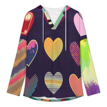 Lade das Bild in den Galerie-Viewer, Multi-Image-Druck Damen / Frauen Langärmliger hoodie mit v-ausschnitt C19H mit Foto Design Motiv Text selbst gestalten und bedrucken
