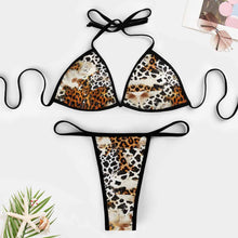 Lade das Bild in den Galerie-Viewer, Damen / Frauen Einzelbild-Design Push-Up Triangel Bikini Set 2-teilig Bademode J195D57 mit Schnüren BH + String mit Ihrem Design Motiv Foto Text selbst gestalten und bedrucken
