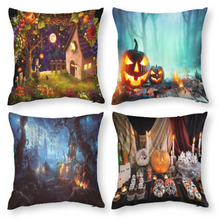 Lade das Bild in den Galerie-Viewer, Halloween Dekoration Polyester Kissenbezug Kuschelkissen Kissenhülle 4er-Set mit Foto Design Motiv Text selbst gestalten und bedrucken
