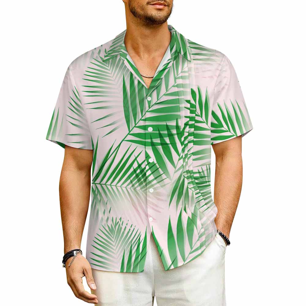 Einzelbild-Design Herren Kurzarmhemd mit Revers und Falten LM005 mit Ihrem Design Motiv Foto Text selbst gestalten und bedrucken