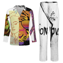 Lade das Bild in den Galerie-Viewer, Personalisierter Multi-Image-Druck Herren Schlafanzug Pajama LM092 in langer Form 2-tlg. mit Fotos Muster Text Logo selbst gestalten und bedrucken
