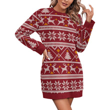Lade das Bild in den Galerie-Viewer, Einzelbilddruck Damen / Frauen Langärmliges Pulloverkleid LM565 mit Fotos Muster Text Logo selbst gestalten und bedrucken
