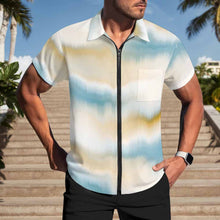 Lade das Bild in den Galerie-Viewer, Einzelbild-Design Herren / Männer Kurzarmhemd mit Reißverschluss LM816 mit Foto Design Motiv Text selbst gestalten und bedrucken
