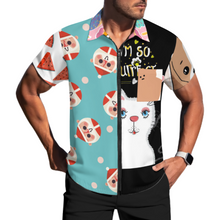 Lade das Bild in den Galerie-Viewer, Multi-Image-Design Herren / Männer Kurzarmhemd mit Reißverschluss LM816 mit Foto Design Motiv Text selbst gestalten und bedrucken
