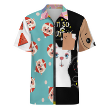 Lade das Bild in den Galerie-Viewer, Multi-Image-Design Herren / Männer Kurzarmhemd mit Reißverschluss LM816 mit Foto Design Motiv Text selbst gestalten und bedrucken
