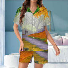 Lade das Bild in den Galerie-Viewer, Multi-Image-Design Damen / Frauen Kurze Schlafanzug Shorty Pyjama Set aus Seide mit Foto Design Motiv Text selbst gestalten und bedrucken
