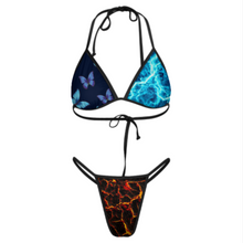 Lade das Bild in den Galerie-Viewer, Damen / Frauen Multi-Image-Design Push-Up Triangel Bikini Set 2-teilig Bademode J195D57 mit Schnüren BH + String mit Ihrem Design Motiv Foto Text selbst gestalten und bedrucken
