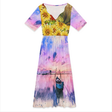 Lade das Bild in den Galerie-Viewer, Multi-Image-Design Damen / Frauen Sommer Maxikleid mit Blütenblattausschnitt F31Q mit Foto Design Motiv Text selbst gestalten und bedrucken (Simple Design)
